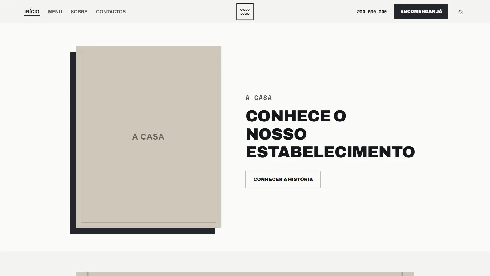 Modelo de site para restaurantes: secção sobre o estabelecimento