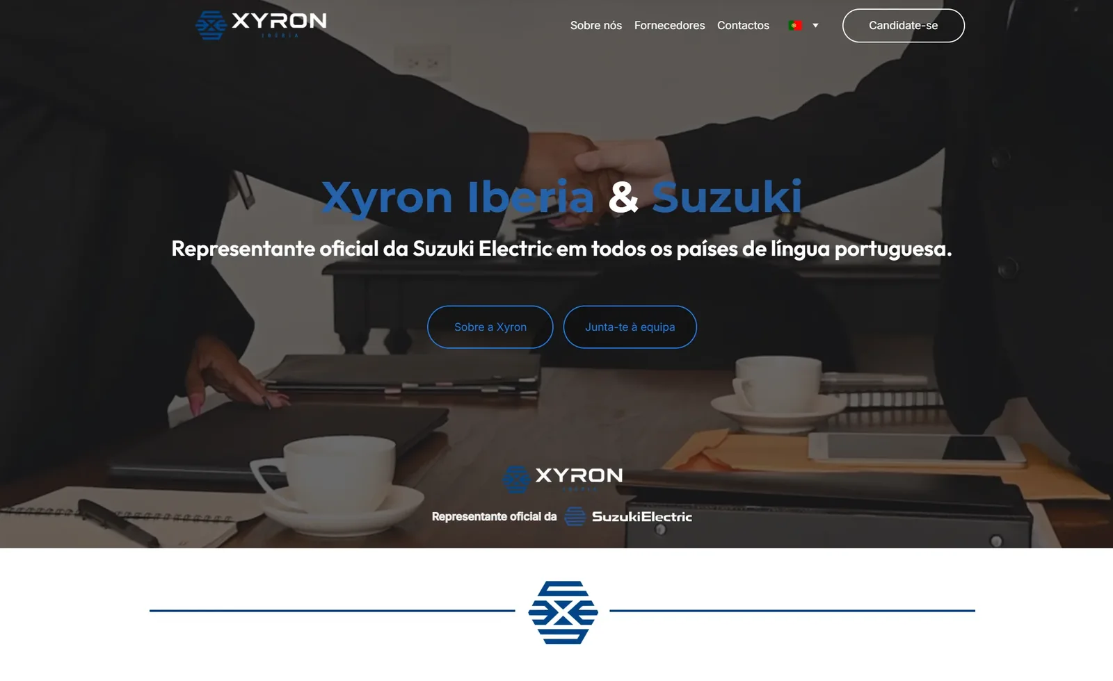 Página inicial do site da Xyron Iberia, representante da Suzuki Electric
